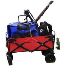 미니카고트레일러 휴대용 트롤리 캠핑 낚시 야외, 클래식 8 인치 휠 베어링 범용 휠 블루