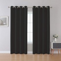 Upcortinassi Inherent 내화성 커튼 방염 창문 커튼 교실용 블랙 132.1 x 213.4cm52 84인치 패널 2개 739049