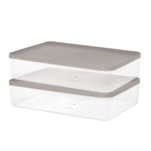 적층구조 플라스틱 반찬통 리템소분용기 9호 2PACK, white