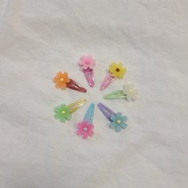 강아지 파스텔 꽃 똑딱핀 7종, 연두