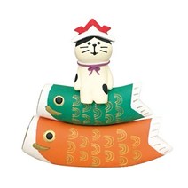 5 월 드래곤 보트 축제 잉어 고양이 귀여운 수지 바탕 화면 작은 장식품, 고양이 앉아 잉어