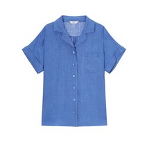 22SS 블루 포켓배색 린넨 반팔셔츠 HSSH2B620B2