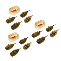 12 개 (20g 25g 30g 35g) 인라인 방식 피더 낚시 피더 리드 싱커, 브라운, 고무, 리드