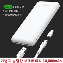 보조배터리 10000mAh 갤럭시 S22 S22울트라, 쿠팡 2PCPPB100-화이트