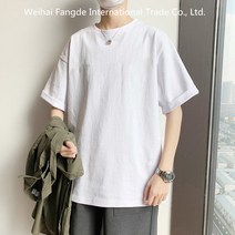 십전십미 여름 남자 반팔 티셔츠 커플 순백색 5부 티셔츠