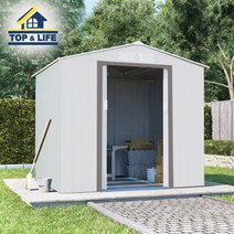 탑앤라이프 그랜드-제트 화이트 컬러 조립식창고/야외창고/이동식창고/농막/전원주택창고/정원창고/조립창고/창고, (고강도플라스틱데크) 추가, (솔리드방수코팅보드) 제외, (LED동작감지센서등) 추가