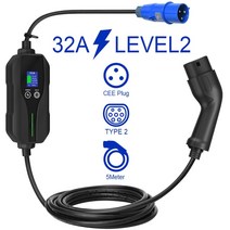 전기차충전기 전기차충전케이블 가정용 전기차 충전기 GBT 플러그 32A 7KW 차량용 충전기 5 미터 케이블 1, 02 32A Type2 5M