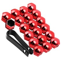 20pcs 17mm 너트 센터 커버 + 제거 도구 폭스 바겐, 빨간