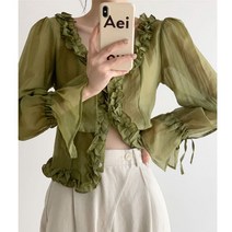 김비서블라우스 블라우스 봄 왕리본 곱창 여름 벌룬 4 5 월 결혼식 하객룩