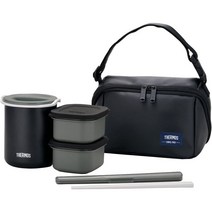 일본 써모스 직장인 보온도시락 수능 도시락통 블랙, 1개