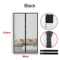 자기 스크린 도어 커튼 안티 파리 스크린 도어 스크린 자동 닫기 매직 주방 스크린, 블랙 90x210cm