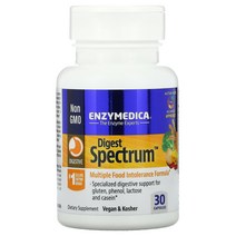 Enzymedica 엔자이메디카 다이제스트 스펙트럼 30 캡슐 글루코아밀라아제 리파아제 락타아제 프로테아제 함유