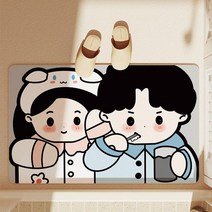 귀여운 캐릭터 빨아쓰는 규토조 발매트 주방 욕실 현관 인테리어 매트, 양치커플, 양치커플