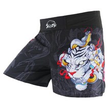 SUOTF 타이거 통기성 피트니스 MMA 반바지 킥복싱 싸우는 의류 무에타이 권투 훈련 반바지 산다 타이어 반바지 mma 남자