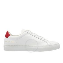 Common Projects 커먼 프로젝트 여성용 화이트/레드 레트로 로우탑 가죽 스니커즈