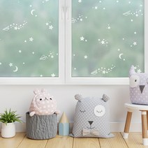 유리창시트 1mX2m_무점착 창문시트지 반투명 안개 썬팅지 유리문 거울 필름 베란다 불투명 상가 사생활보호, 별비행기