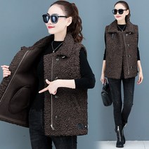 램스울 베스트 조끼 여성 봄가을 핏아우터 가죽털 일체 과립 융단 겨울 런닝 3428471123, 2XL, 초코블링