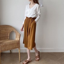 오슈 여름 고급스런 등원룩 깔끔한 v넥 버튼 커버 블라우스