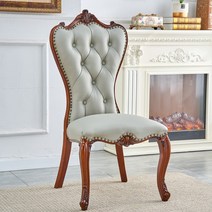 엔틱 원목 식탁의자 카페체어 안락 의자 유럽 스타일 호텔 복고풍 책상 의자, 플래그십암레스트모델블루그레이(전체천연가죽)