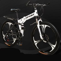 urkoteer 접이식 산악자전거 남녀공용 MTB 자전거, 26인치 24속, 접이식-스포크 휠 화이트 사은품 증정