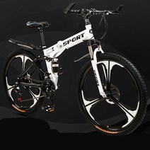 urkoteer 접이식 산악자전거 남녀공용 MTB 자전거, 24인치 24속, 접이식-스포크 휠 블랙블루 사은품 증정