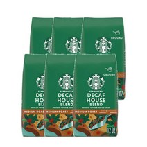 스타벅스 디카페인 그라운드 커피 12 oz Starbucks Decaf House Blend Medium Roast, 6팩