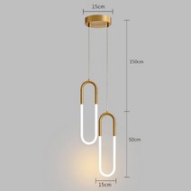 파워딜 골드 행잉 링 펜던트 조명 따뜻한 화이트 LED 램프 레스토랑 바 카페 U 모양, 04 A-2 heads-50cm_01 차가운 흰색