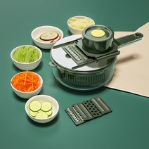 Duocanjy 스테인리스 멀티 만능 채칼 세트, 녹색