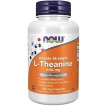 NOW L 테아닌 200mg & 이노시톨 식물성 캡슐 120정, 120.0 Servings (Pack of 1)