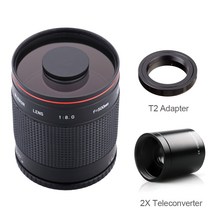 500mm/1000mm F8.0 카메라 망원 수동 미러 렌즈 + 2X 텔레컨버터 + T2 어댑터 캐논 니콘 펜탁스 올림푸스 소니 후지 DSLR, Olympus