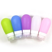 NaOBee 여행용 실리콘 원형 공병 80ml, 라임+블루+퍼플+화이트+핑크, 5개