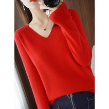 빅블루 여자 컬러풀 브이넥 니트