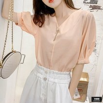 가바바 여성 블라우스 색감이 너무 예뻐 벌룬소매 반팔 블라우스 G45896
