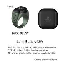 측량도구 Iqibla-알루미늄 합금 디지털 Tasbih OLED 스크린 스마트 Zikr 링 배터리 충전 케이스 진동 알림 앱 지원, [01] 18mmRoseGold