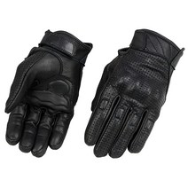 Milwaukee Leather MG7500 남성용 블랙 천공 가죽 장갑 고무 너클 포함 - 라지 410377