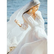 비치원피스 흰색 요정 드레스 하이난 싼야 여행 사진 옷 태국 해변 휴가