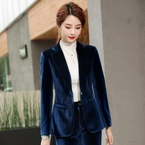 여성 벨벳 원버튼 정장 슈트 직장 슬림 가을겨울 재킷