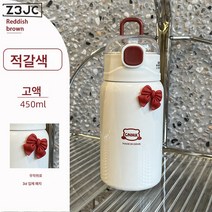 Z3JC 흑백 심플 빨대 포함 스테인리스 휴대용 텀블러, 450ml적갈색+3D패치, 350-450ml