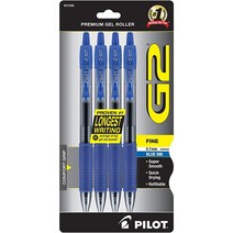 PILOT G2 프리미엄 리필 가능 및 접이식 롤링 젤 볼펜 가는 펜촉 블루 잉크 4팩 (31058) 가성비 추천 미국직구, Blue_4 Count (Pack of 1)