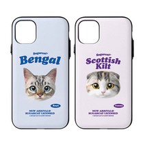 플라잉 갤럭시 S22플러스 (S906) 카드수납 고양이 페이스 샴 페르시안 스코티시폴드 마그네틱 도어 범퍼케이스