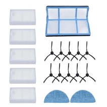 18 X 로봇 진공 청소기 액세서리 메인 필터 Hepafilter 사이드 브러시 와이프 세트 MD16192 MD18500 MD18501 MD18600, 설명, 플라스틱, 설명