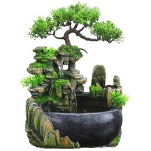 야외 분수 크리에이티브 실내 시뮬레이션 수지 가산 폭포 동상 풍수 분수 홈 정원 장식 공예품 미국 플러, 01 As shown