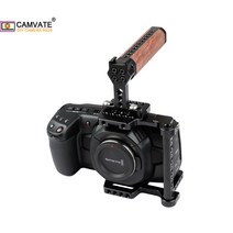 CAMVATE 하프 케이지 리그 나무 상단 핸들 및 콜드 슈 마운트 블랙 매직 포켓 시네마 4K 전용, 한개옵션0