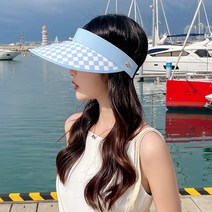 여성 체크 썬캡 모자
