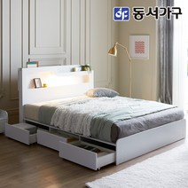 동서가구 소프 인싸 LED 호텔 수납 침대프레임(슈퍼싱글/ 퀸/ 킹), 화이트