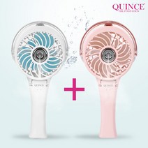 퀸스 휴대용 미스트 미니 선풍기 HF-318 2개세트, 화이트+베이비핑크, HF318