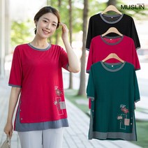 엄마옷 모슬린 쿨옆단추 반팔라운드티셔츠 TS206062마담 미시옷 50대 중년여성의류 60대 엄마옷 빅사이즈 할머니옷 여성옷 여름