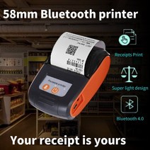 송장프린터 미니 휴대용 무선 블루투스 영수증 감열식 휴대 전화 58mm android ios pc pocket bill maker impresora, 프린터 및 3롤, 우리 플러그