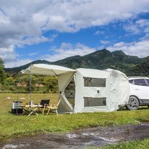 차박쉘터 자동차 도킹 텐트 차박 캠핑 차크닉 야영, 블랙 패키지 1개