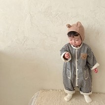 꿍야꿍야 곰체크점프슈트 점프슈트 유아외출복 아동복 남아슈트 여아슈트 간절기슈트